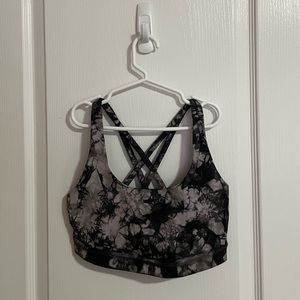 Lululemon padded sports bra. Size 4. Mauve design on a graphite grey.